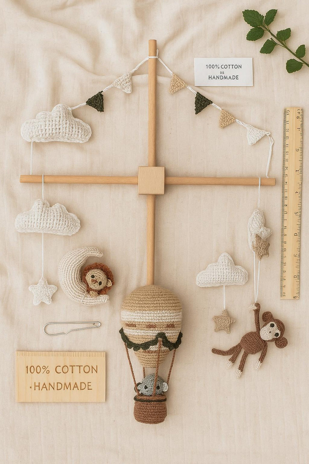 Gehäkeltes Baby-Mobile mit Tieren und Sternen – Ansicht 4 – Maschenblüte