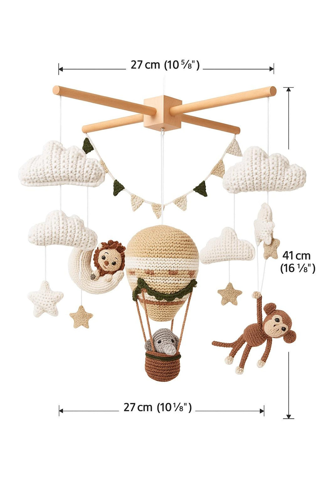 Gehäkeltes Baby-Mobile mit Tieren und Sternen – Ansicht 7 – Maschenblüte