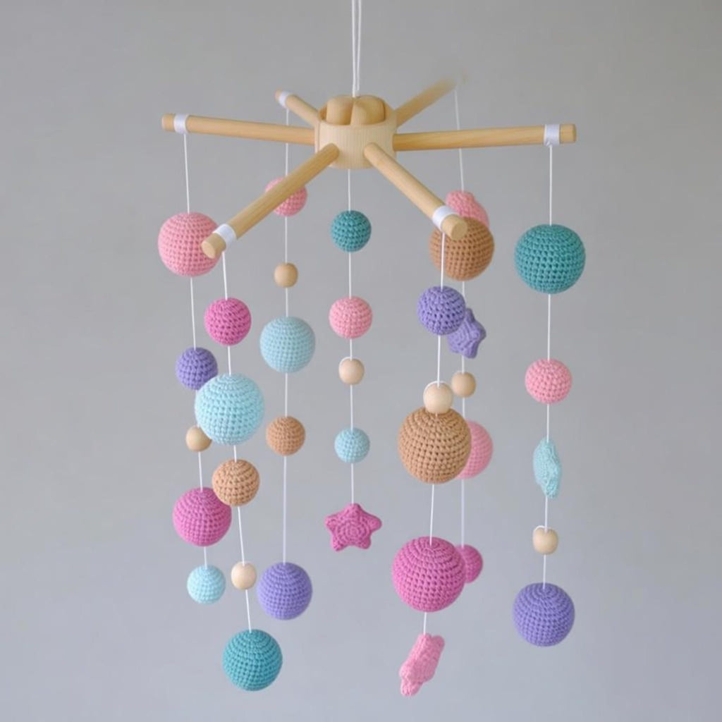 Gehäkeltes Baby-Mobile mit Bälle und Sterne – Ansicht 4 – Maschenblüte