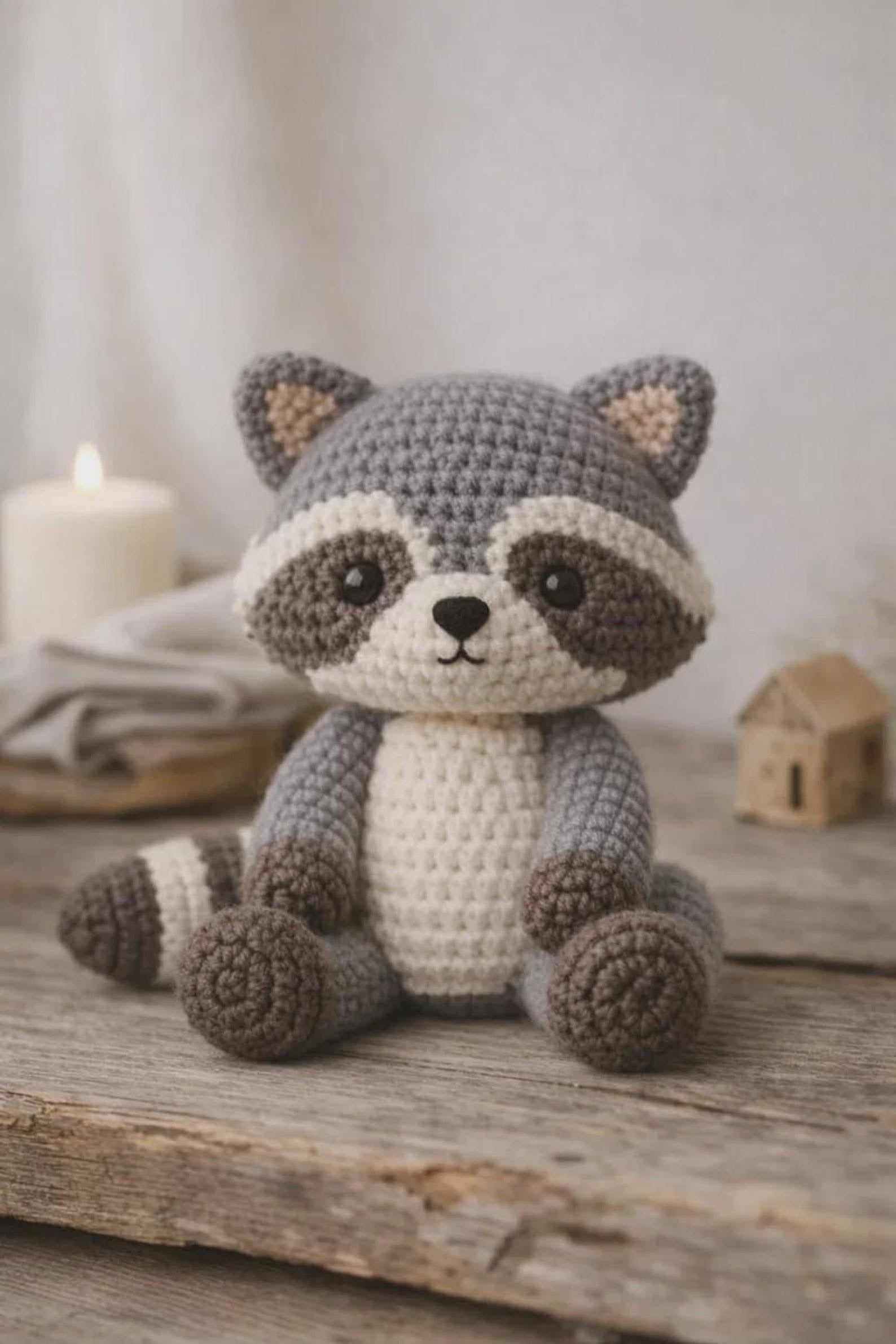 Gehäkelter Waschbär als Amigurumi-Figur – Ansicht 1 – Maschenblüte