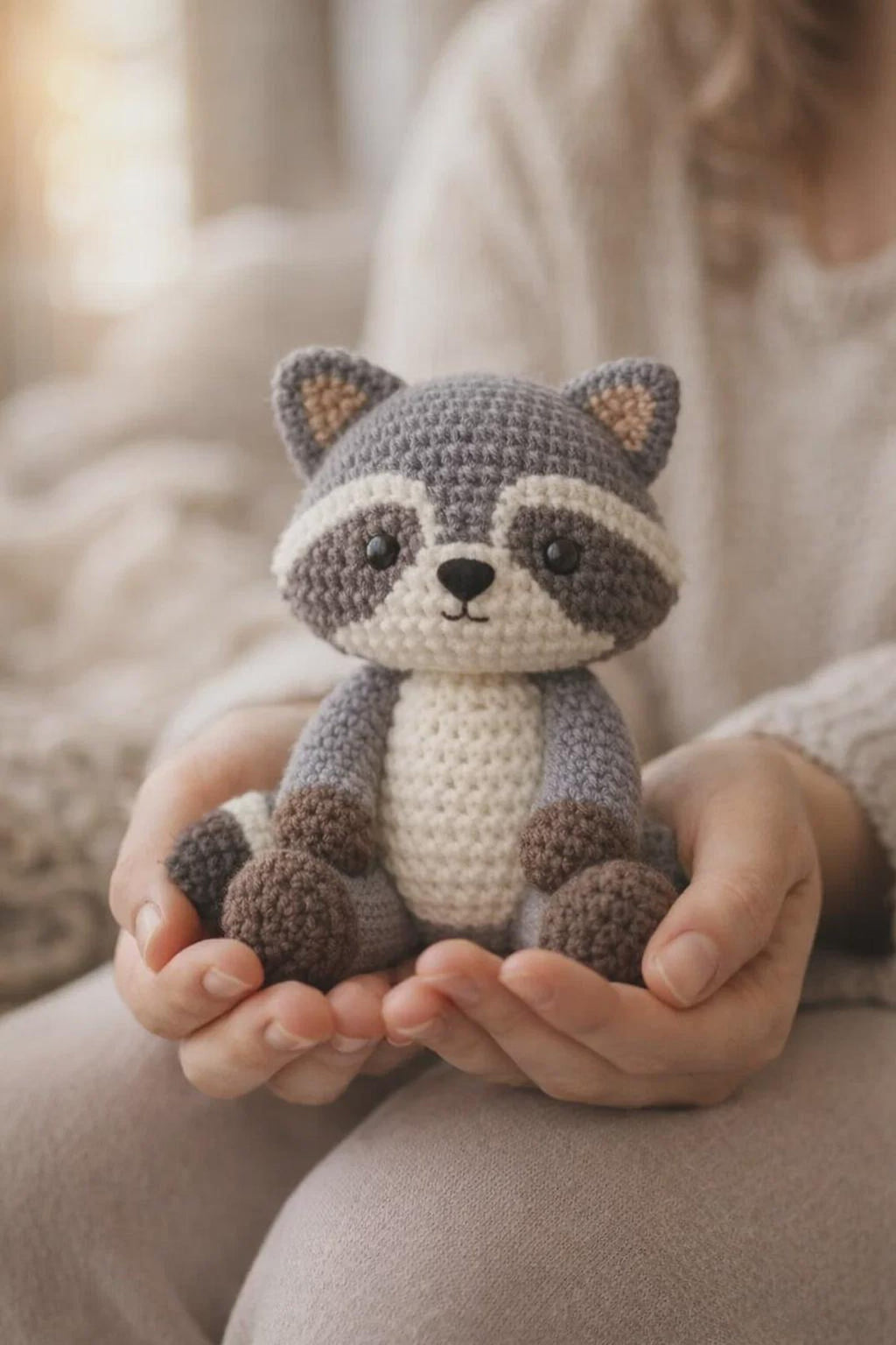 Gehäkelter Waschbär als Amigurumi-Figur – Ansicht 3 – Maschenblüte