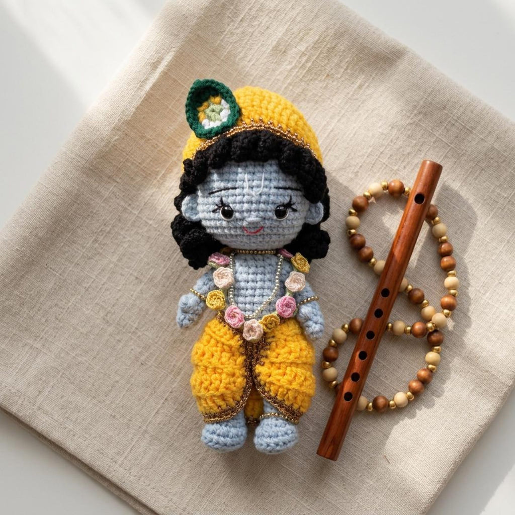 Gehäkelte Krishna-Puppe – Ansicht 1 – Maschenblüte