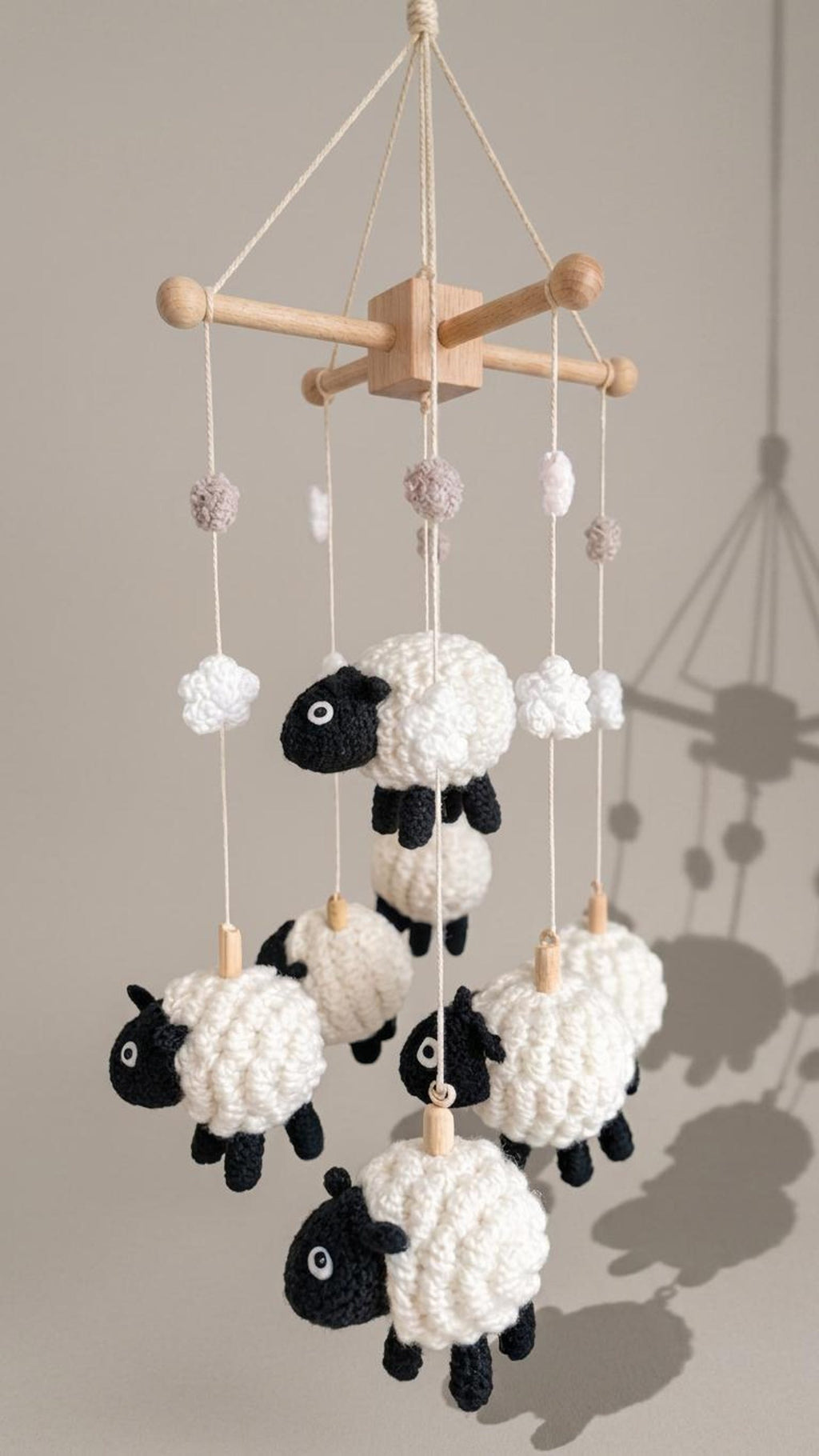 Gehäkeltes Baby-Mobile mit Schäfchen – Ansicht 2 – Maschenblüte