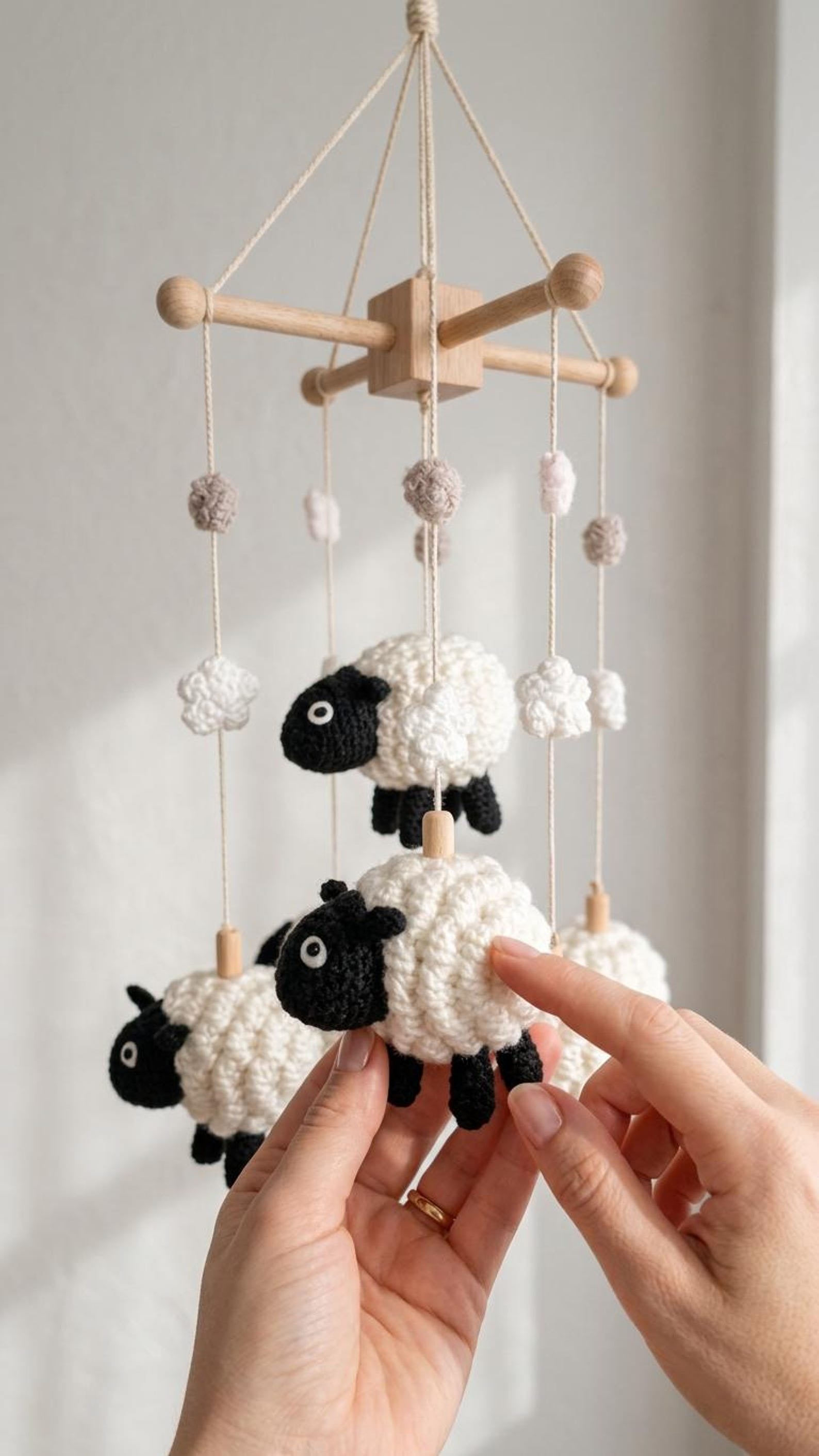 Gehäkeltes Baby-Mobile mit Schäfchen – Ansicht 6 – Maschenblüte