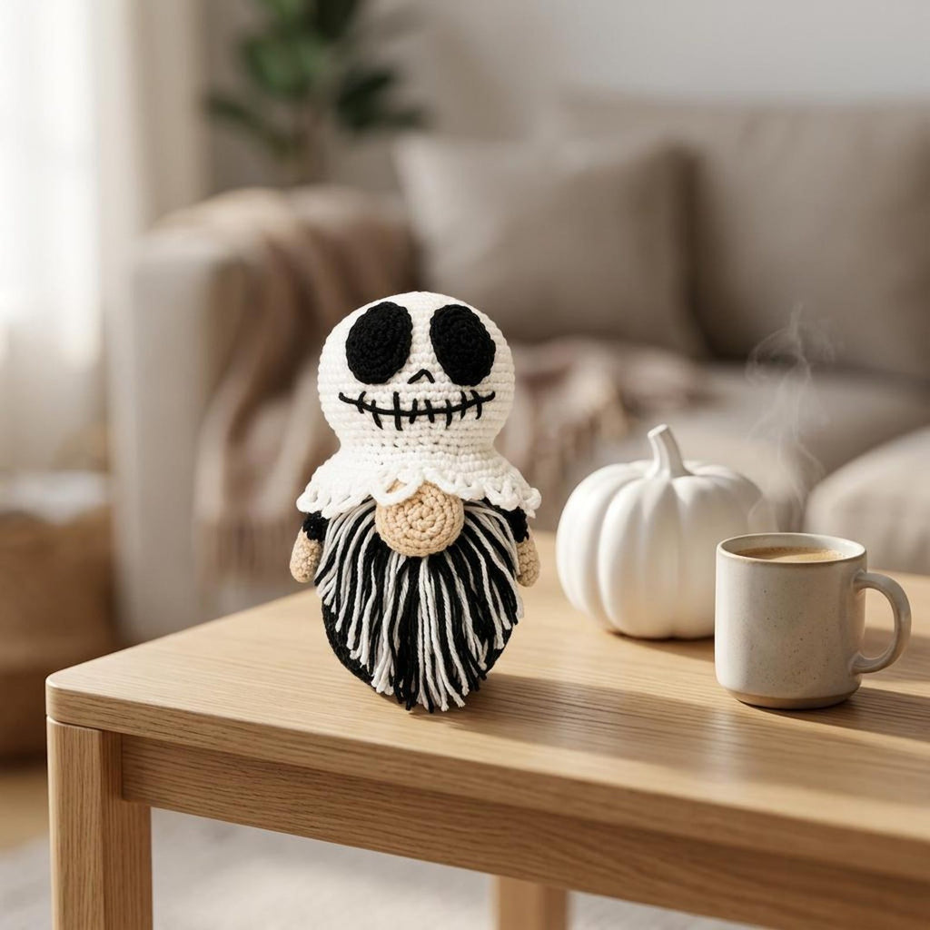 Gehäkelter Halloween-Gnom im Rag-Doll-Stil – Ansicht 4 – Maschenblüte