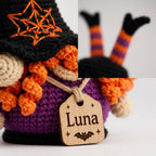 Candy Corn Gehäkelter Hexenzwerg, personalisierter Halloween-Plüsch, handgemachtes Herbstdekor, süßes Halloween-Geschenk