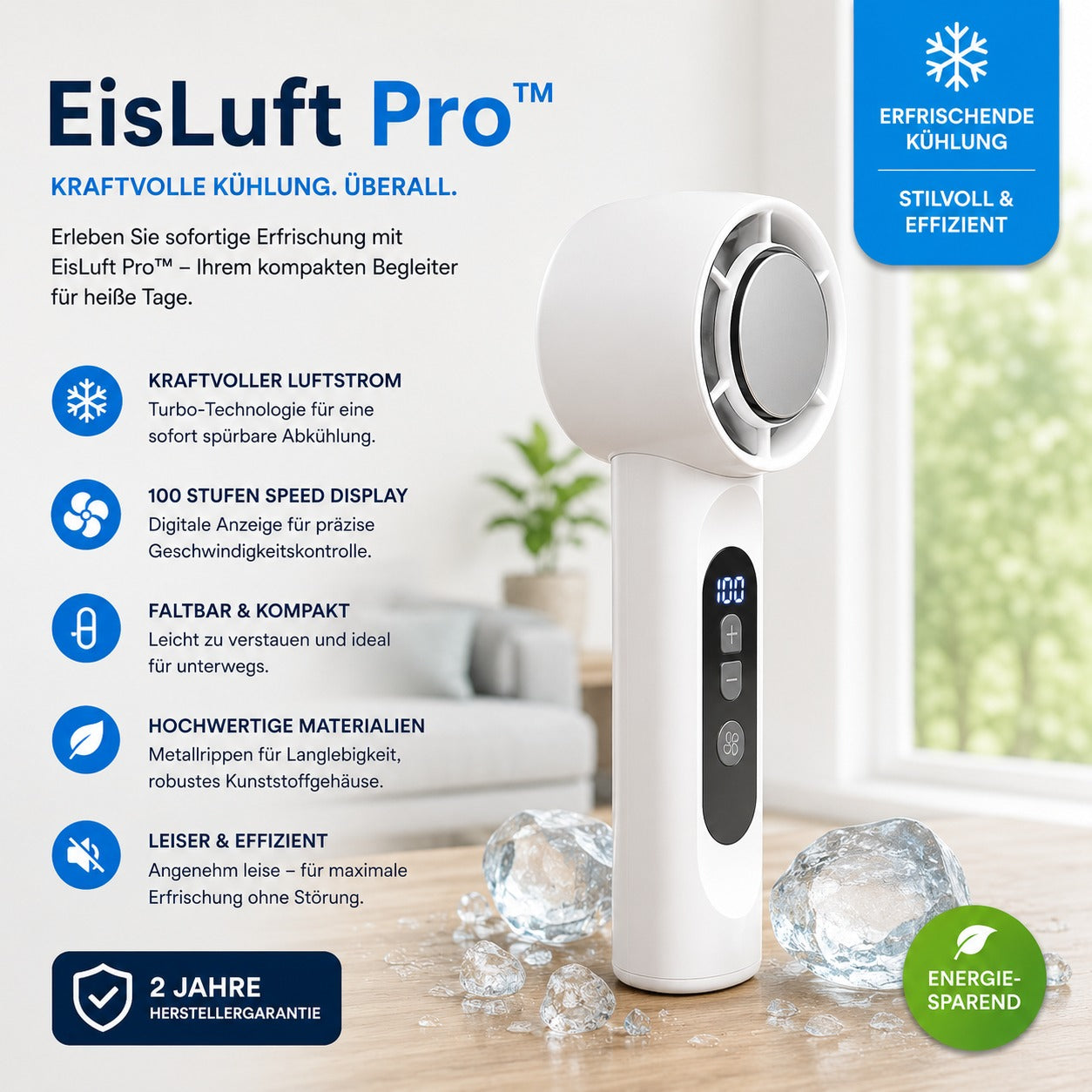 EisLuft Pro kompakter USB-C-Ventilator – Produktansicht 1