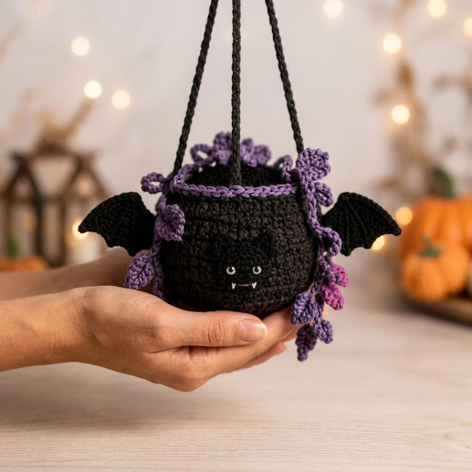 Fledermaus-Hängepflanzer, Gothic-Halloween-Pflanzenhalter, handgemachtes Fledermaus-Dekor, gruseliges Hängekorb-Geschenk