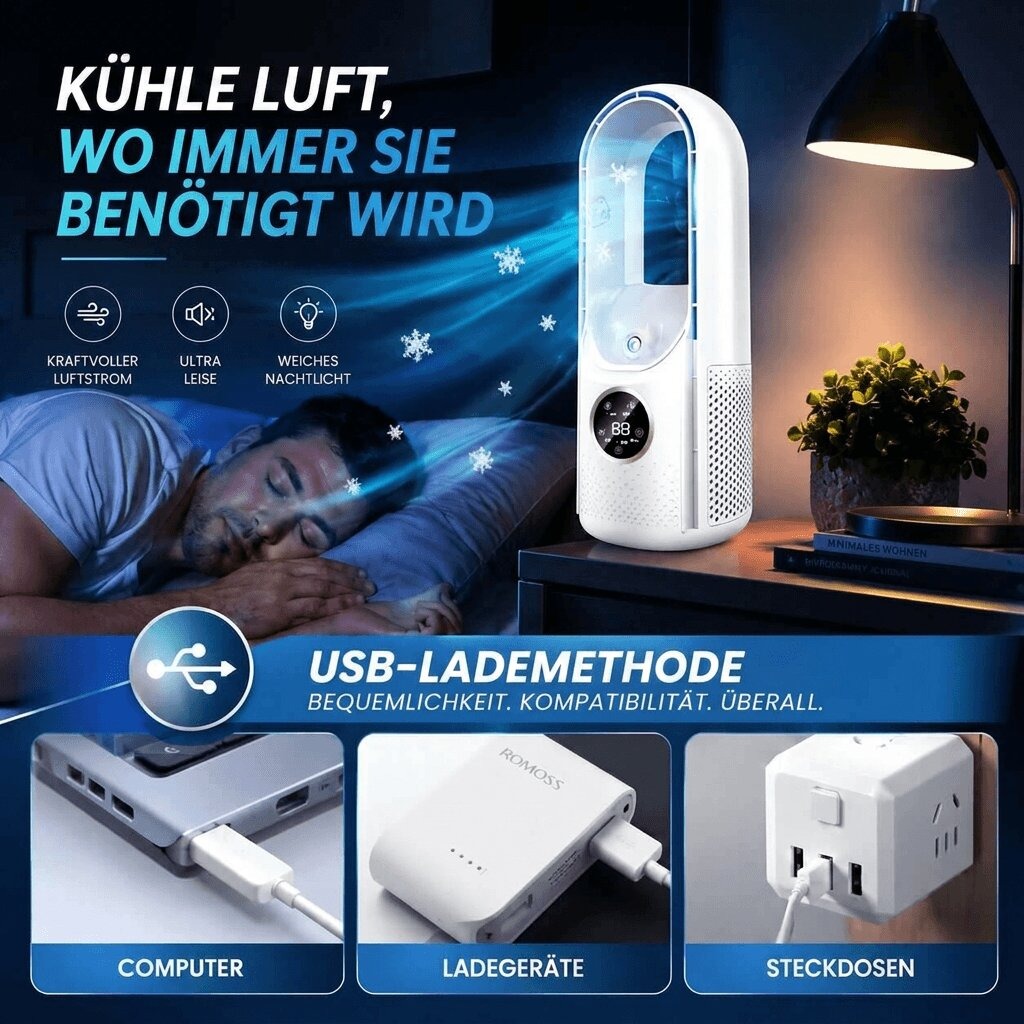 FlüsterKühl kompakter rotorloser Tischventilator – Produktansicht 5