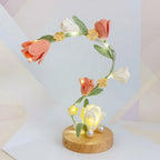 Gehäkelte Tulpenlampe, romantisches florales Nachtlicht, Tischdekoration aus Baumwollgarn