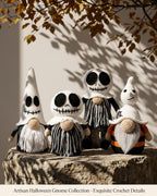 Gehäkelter Skelett-Wichtel, Halloween-Häkelpuppe, handgemachtes Skelett-Plüschtier, gruseliges Zwergen-Dekor, Gothic-Halloween-Dekoration