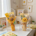 Gehäkelter Sonnenblumenstrauß, handgemachtes Strickblumen-Geschenk, Dankeschön-Geschenk, Lehrer-Anerkennungsgeschenk, süßes Abschlussgeschenk, Blumenstrauß-Dekor