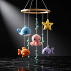 Gehäkeltes Baby-Mobile aus Baumwolle: Wal, Oktopus, Seestern, Fisch-Kinderzimmerdekoration