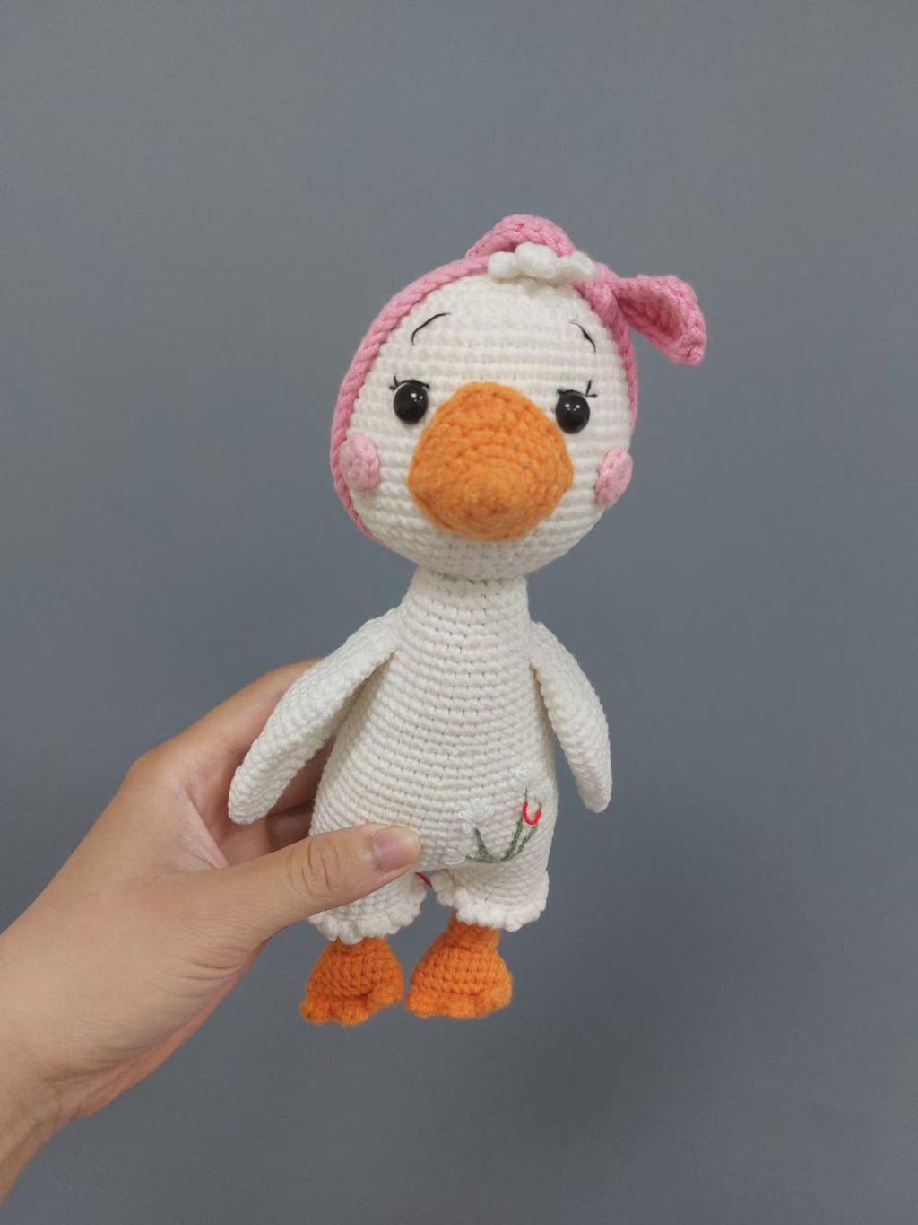 Gehäkeltes Entenplüschtier, handgemachtes Baumwoll-Amigurumi, Babyparty-Geschenk