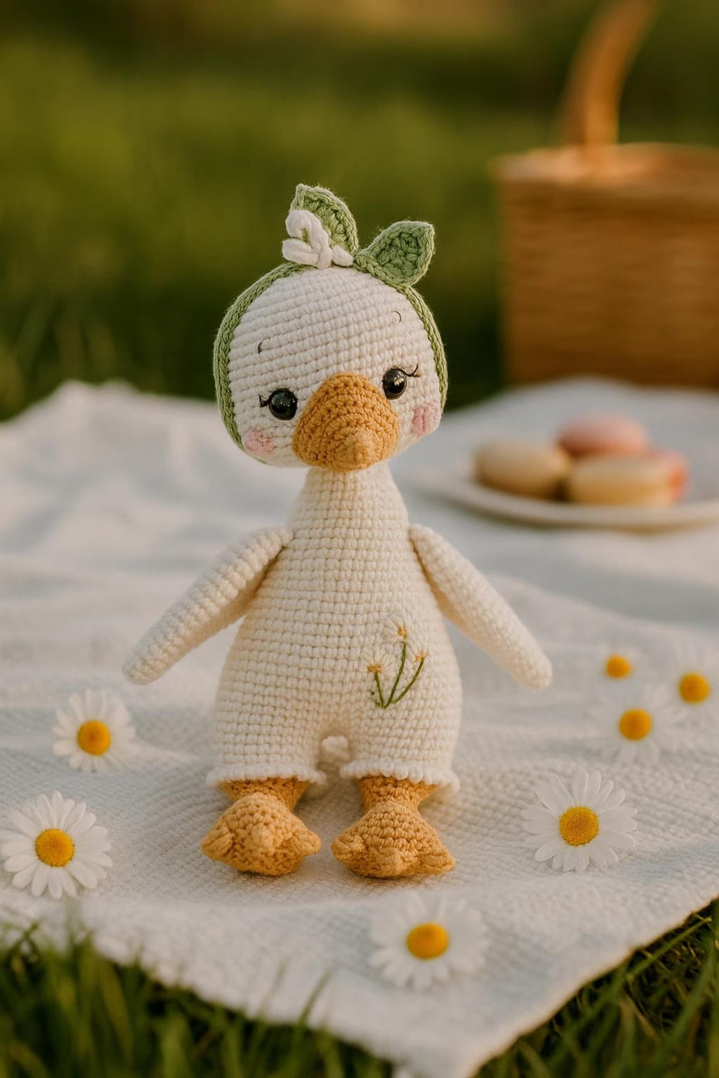 Gehäkeltes Entenplüschtier, handgemachtes Baumwoll-Amigurumi, Babyparty-Geschenk