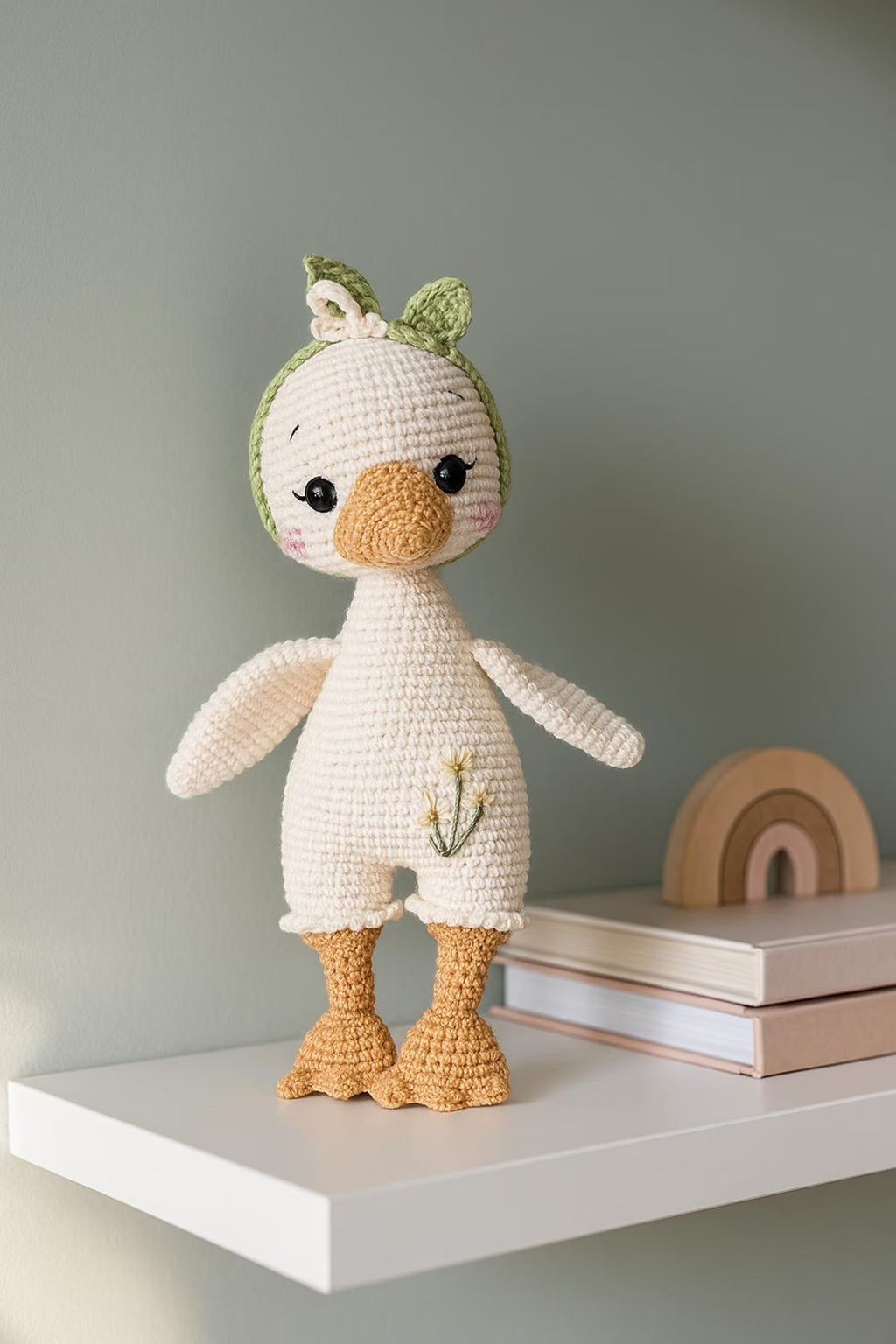 Gehäkeltes Entenplüschtier, handgemachtes Baumwoll-Amigurumi, Babyparty-Geschenk