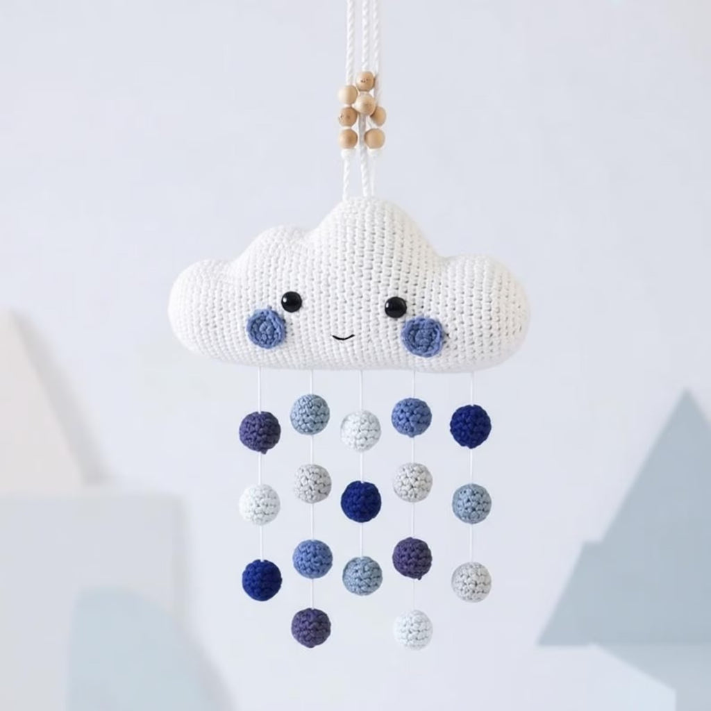 Gehäkeltes Wolken-Mobile, Kinderzimmer-Wandkunst, Amigurumi-Hängespielzeug, Babyparty-Geschenk