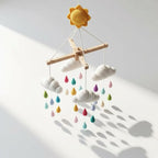 Gehäkeltes Wolken-Regentropfen-Mobile, Regenbogen-Kinderzimmerdekoration, Babyparty-Geschenk, Krippendekoration