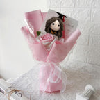 Häkelstrauß zum Abschluss, Amigurumi-Blume mit individueller Puppe, Andenken an die Klasse 2026, handgemachte Blumen für immer, Geschenk für Sie