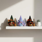 Handgefertigte gehäkelte Hexenpuppe, Halloween-Wichtel-Plüsch, süße Hexendekoration, Hexen-Wohndekoration, Fantasy-Häkelgeschenk