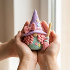 Handgefertigte gehäkelte Hexenpuppe, Halloween-Wichtel-Plüsch, süße Hexendekoration, Hexen-Wohndekoration, Fantasy-Häkelgeschenk