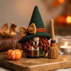 Handgefertigte gehäkelte Hexenpuppe, Halloween-Wichtel-Plüsch, süße Hexendekoration, Hexen-Wohndekoration, Fantasy-Häkelgeschenk