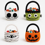 Handgefertigter gehäkelter Kürbiskorb, Halloween-Süßigkeitenhalter, Halloween-Dekor, Geschenk für Kinder