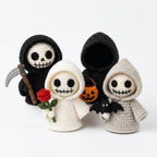 Handgefertigter Gehäkelter Sensenmann, Halloween-Skelett-Plüsch, Gothic-Halloween-Dekoration, Reaper-Puppe-Geschenk für Sie