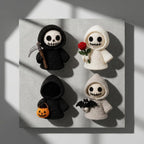 Handgefertigter Gehäkelter Sensenmann, Halloween-Skelett-Plüsch, Gothic-Halloween-Dekoration, Reaper-Puppe-Geschenk für Sie