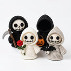 Handgefertigter Gehäkelter Sensenmann, Halloween-Skelett-Plüsch, Gothic-Halloween-Dekoration, Reaper-Puppe-Geschenk für Sie