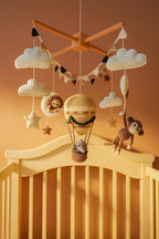 Heißluftballon-Baby-Mobile, Dschungel-Safari-Krippen-Mobile, handgefertigtes gehäkeltes Tier-Mobile, Boho-Kinderzimmer-Dekor für Baby Junge oder Mädchen
