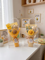 Lehrer-Wertschätzung Gehäkelter Sonnenblumenstrauß, handgemachtes Blumen-Dankeschön-Geschenk, süßes Abschlussgeschenk, Blumenstrauß-Dekor